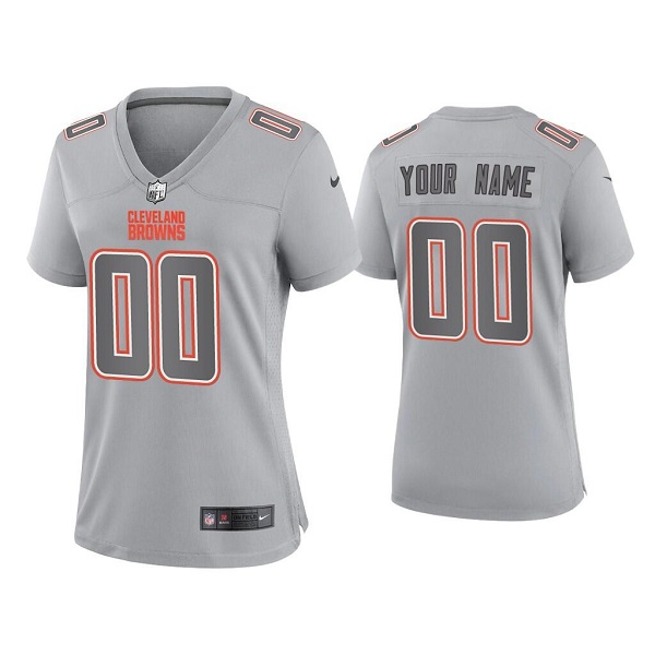 Women's Cleveland Browns Active Player Custom Gray Atmosphere Fashion Stitched Game Jersey(Run Small)